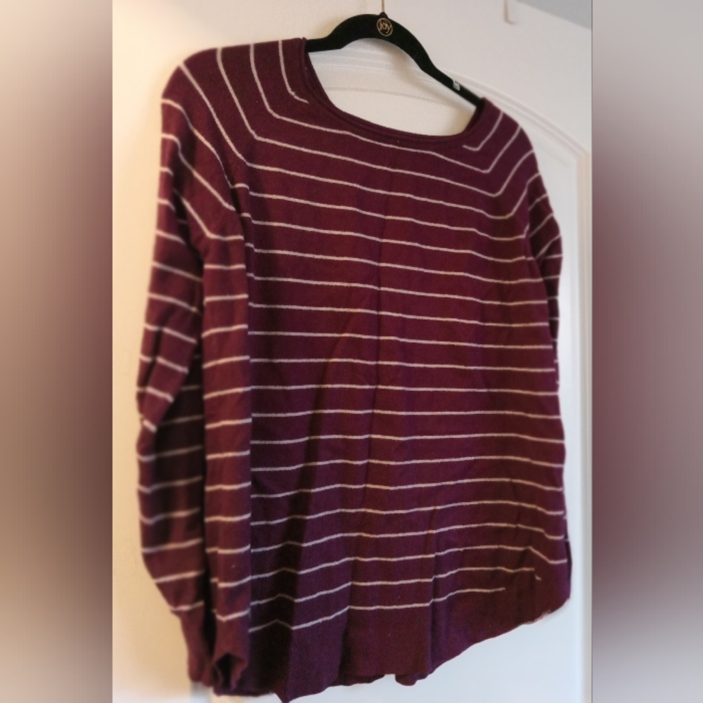 Women's Burgundy Striped Sweater- XL